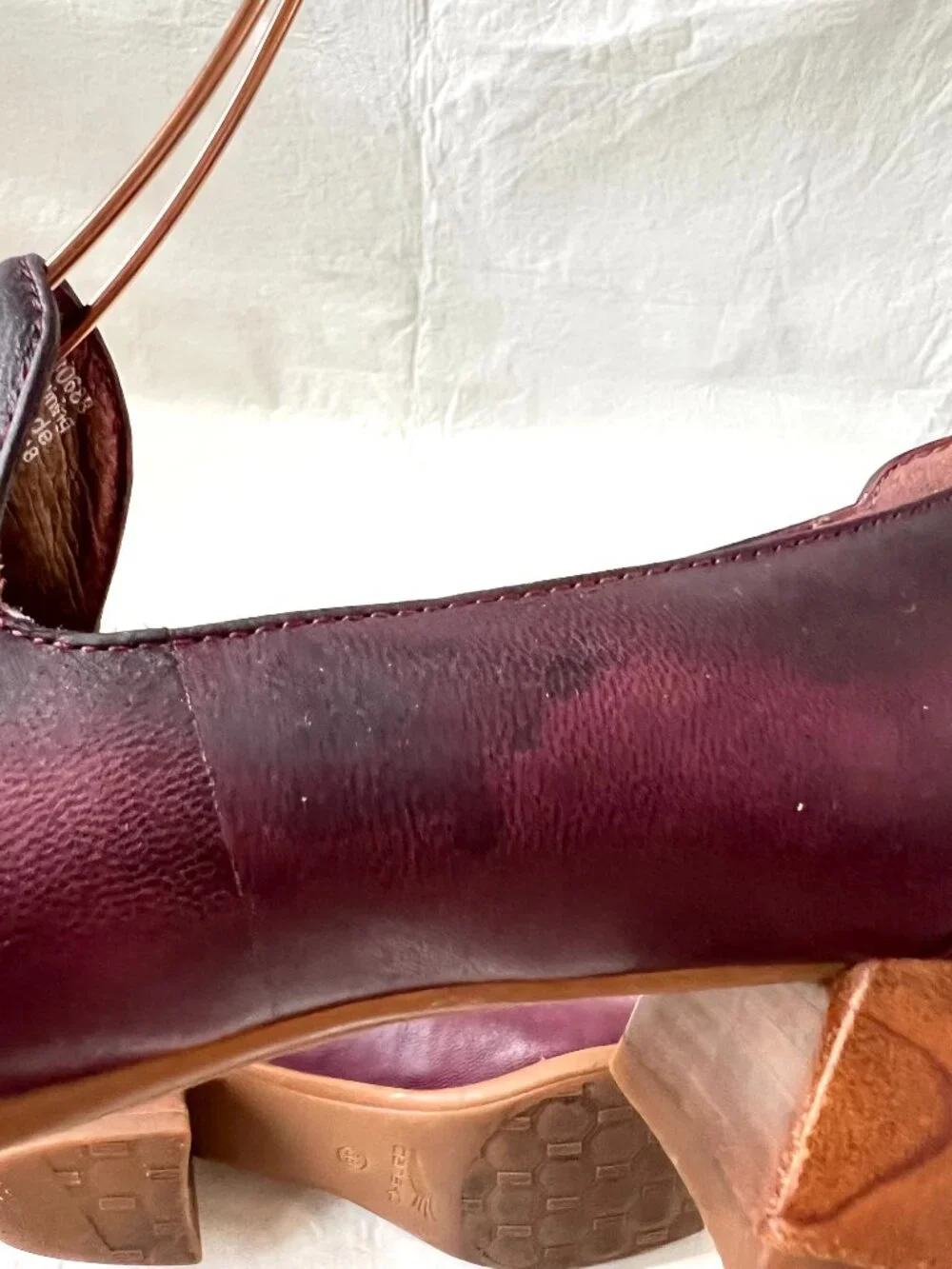 Dansko shoes Preston loafer purple leather brown block heel 38 7.5 8 slip on